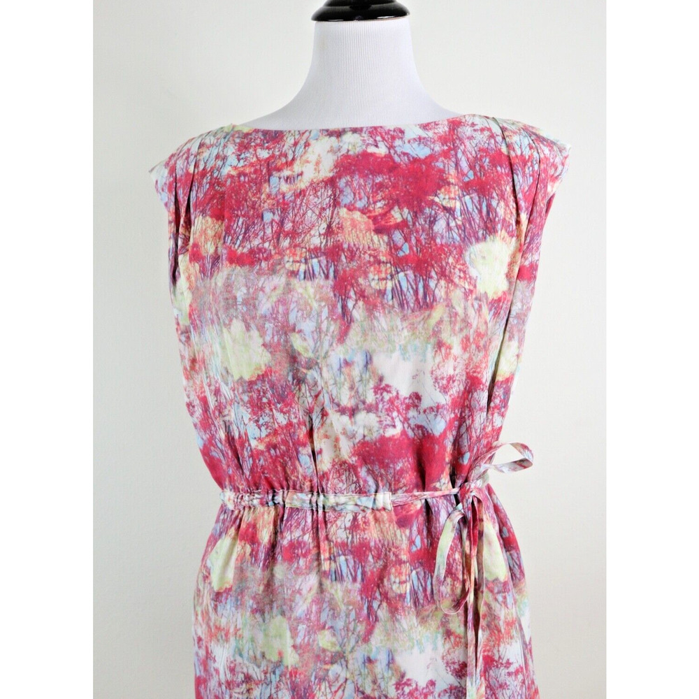Reiss US 6 Brio Abstract Print Dress Tie Waist Shift Pink Cream - Picture 8 of 11